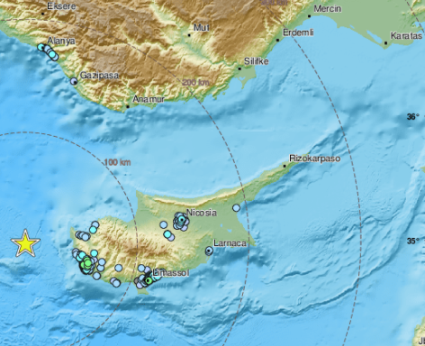 Kıbrıs açıklarında 5.1 büyüklüğünde deprem