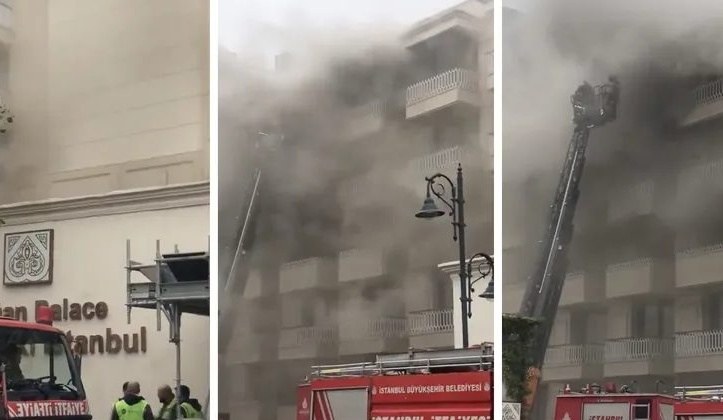 İstanbul’da Çırağan Sarayı’nın otel bölümünde yangın çıktı