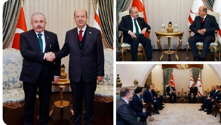 Cumhurbaşkanı  Tatar, TBMM eski Başkanı Mustafa Şentop ve beraberindeki heyeti kabul ederek görüştü