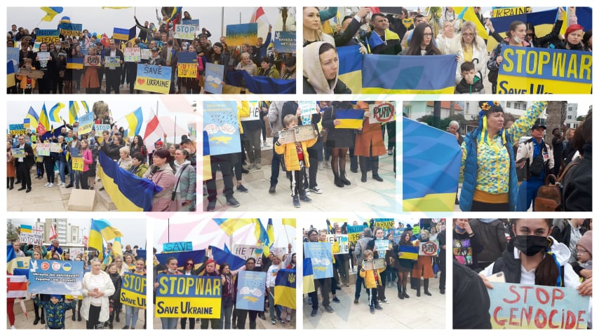 Rusya’nın saldırılarına karşı Girne’de protesto gösterisi düzenlendi