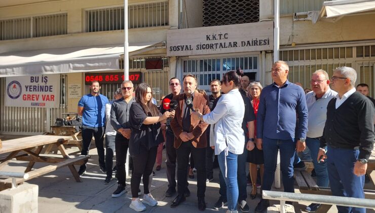 KAMUSEN Lefkoşa ve Girne Sosyal Sigortalar Dairelerinde tam gün greve gitti