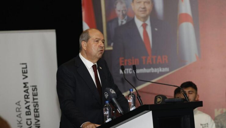 Cumhurbaşkanı Tatar, Ankara’da “Doğu Akdeniz Jeopolitiği ve KKTC” konulu konferans verdi