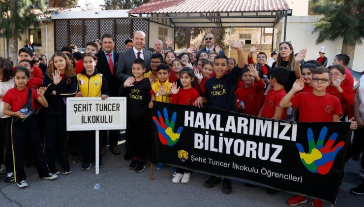 Şehit Tuncer İlkokulu müdür, öğretmen ve öğrencileri Cumhurbaşkanı Tatar’ı ziyaret etti