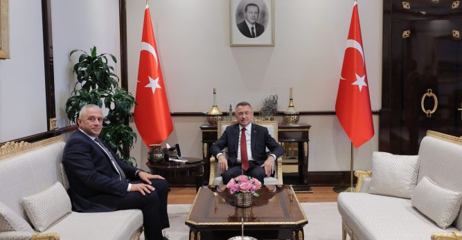 TC Cumhurbaşkanı Yardımcısı Oktay, Çalışma ve Sosyal Güvenlik Bakanı Taçoy’u kabul etti